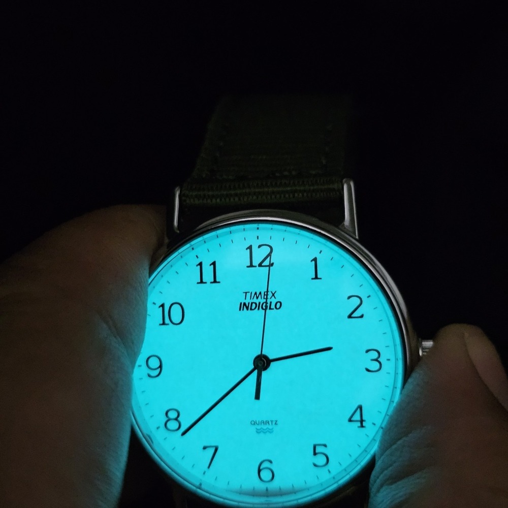 VTG Timex Men's Watch 34MM White Dial New Army Green Nylon Bands New Battery - Picture 5 of 12